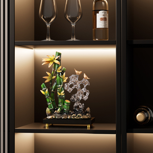 Nuevo Adorno de Bambú Estilo Chino con Piedra y Pájaro de Resina, Decoración de Escritorio, Regalo de Inauguración de Casa para la Prosperidad Ascendente - Product Image 5