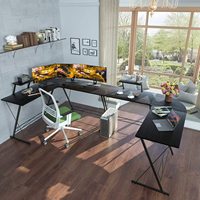 Bureau d'angle en L pour ordinateur et jeux, hauteur réglable, pliable, poste de travail debout en bois durable et bureau d'étude pour ordinateur portable