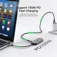Adaptateur multifonctionnel 7 en 1 UHD 4K30Hz Extension USB C Hub avec 5Gbps USB3.0 Transfert de données PD100W Charge rapide Emplacement SD/TF