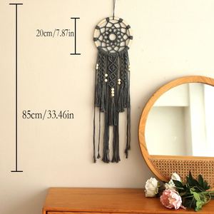 Attrape-rêves bohème tendance en macramé, tissé à la main, décoration murale bohème pour chambre et chambre d'enfant, vente en gros - Product Image 4