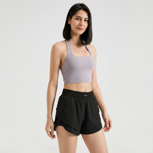 Top Deportivo Halter con Cuello Cuadrado para Mujer, Espalda Fruncida, Secado Rápido, Elástico, con Almohadillas Removibles, para Fitness y Yoga, Venta al por Mayor - Product Image 2