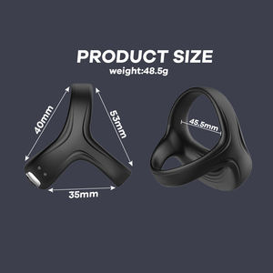 Anneau de pénis électrique vibrant, stimulateur du clitoris, manchon de stimulation, anneau de pénis pour l'éjaculation, jouets sexuels pour hommes, anneaux de chasteté pour hommes - Product Image 4