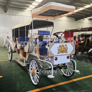 Élégante voiturette électrique blanche pour le tourisme, avec sièges bleus et accents dorés - Product Image 3