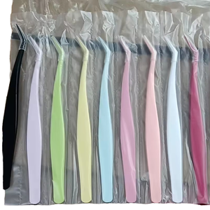 Pince à cils en acier inoxydable bricolage de haute qualité pointe de fibre antistatique carrée pour cils en grappe - Product Image 4