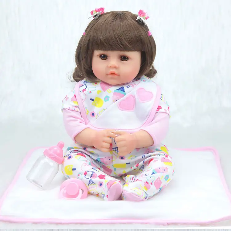 OEM Rebirth Doll Girl Care Game Companion Toy Play House Little Girl Doll 42cm Small Size Cloth Body Doll