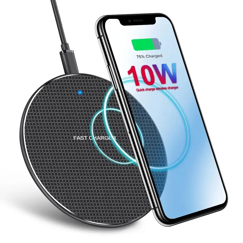 Metal K8 Wireless Charger Pad Mobile Phone 10W Fast Wireless Charging Portable Wireless Quick Charge for iPhone Samsung Huawei