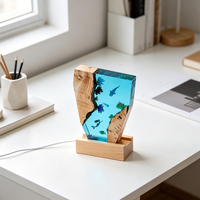 Lampe de nuit en résine Monde sous-marin des sirènes, en gros, avec bouton USB, intensité réglable, plusieurs températures de couleur, créature marine, artisanat, cadeau, lampe de table