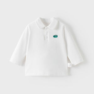 Camiseta de bebé, camisa base, polo con solapa para niños y niñas, de algodón puro, para primavera y otoño, top individual de manga larga para bebés, ropa de otoño. - Product Image 4