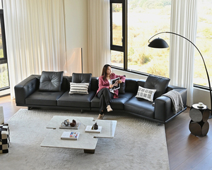 Juego de Muebles de Sala de Estar de Cuero Italiano Moderno y Contemporáneo, Elegante Juego de Sofás de Tela para el Hogar GS9155 - Product Image 5