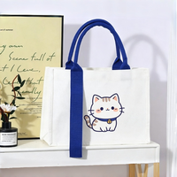 Sac fourre-tout en toile moyen pour femme, motif dessin animé, personnalisable avec logo, sac de shopping robuste
