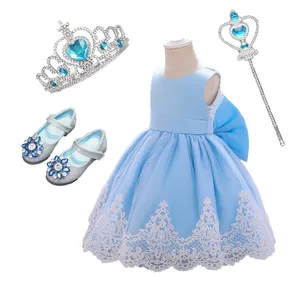 Personalizado último diseño de encaje cumpleaños flor fiesta niños boda princesa niños pequeños niños ropa niñas vestidos