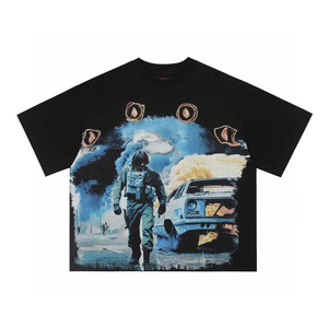 Vente chaude unisexe nom <span class=keywords><strong>de</strong></span> <span class=keywords><strong>marque</strong></span> hommes ample décontracté Vintage grande taille couverture en coton 100% <span class=keywords><strong>T</strong></span>-shirts tricotés - Product Image 3