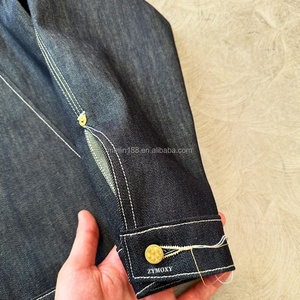Vestes en jean coupe boxy boutonnées personnalisées en usine, en denim brut japonais selvedge 14oz épais, pour hommes - Product Image 5