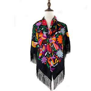 Foulard <span class=keywords><strong>carré</strong></span> russe pour femme, motif fleurs et oiseaux, bandana, châle à franges, babouchka, mouchoir, couvre-chef féminin 135*135cm - Product Image 5
