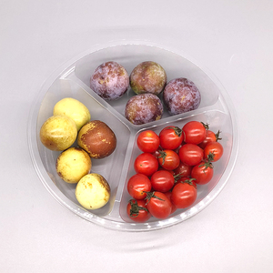 Vassoio per frutta monouso rotondo in plastica per alimenti a 3 scomparti con coperchio - Product Image 5