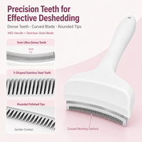 Peigne écologique OEM pour enlever les poils d'animaux, lame incurvée en acier inoxydable, brosse de toilettage pour chiens et chats, outil de toilettage pour animaux de compagnie