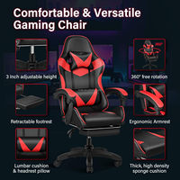 Fauteuil de jeu inclinable en cuir avec hauteur réglable, pivotant à 360 degrés, soutien lombaire - Échantillon gratuit pour usage domestique et de loisirs