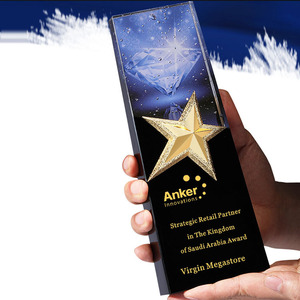 Crystal <b>Trophy</b> With Five Pointed Star Laser Engraved K9 White Crystal Business Gift Award <b>Plaque</b> - Product Image 4