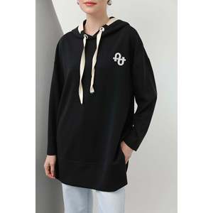 เสื้อคลุมมีฮู้ดลายก้างปลาสำหรับผู้หญิง แขนยาว สีดำ 25S-10615TUN - Product Image 4