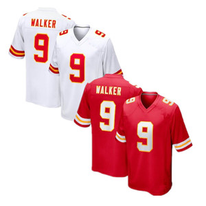 Nuovi Arrivi Maglie Kansas da Uomo # <span class=keywords><strong>Maglia</strong></span> da Football Americano 9 Kenneth Walker III, Completamente Ricamata, Rossa e <span class=keywords><strong>Bianca</strong></span>, Vendita all'Ingrosso - Product Image 2