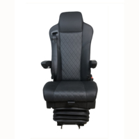 Siège de camion à suspension pneumatique multifonctionnel et réglable avec revêtement en cuir PU noir