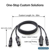 Câble d'extension d'alimentation hybride professionnel étanche Combo PowerCON TRUE1 vers XLR M/F pour éclairage de scène