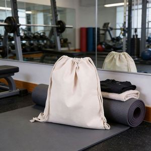 Reusable Canvas <b>Drawstring</b> <b>Backpack</b> Custom Color Printing Storage & Shopping Bag - Product Image 2
