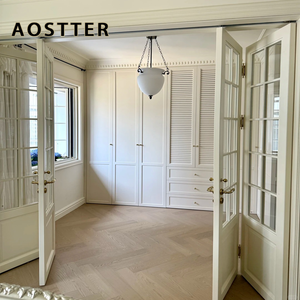 AOSTTER <span class=keywords><strong>Porta</strong></span> Pieghevole in Alluminio Stile Francese Bianco con Vetro Temperato Trasparente per Camera da Letto e Villa - Product Image 2