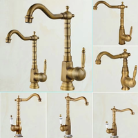 Robinet de lavabo rétro en laiton de style européen français, monocommande eau froide/chaude, avec cartouche céramique, à poser sur le rebord, pour balcon, maison, hôtel