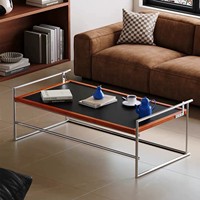 Tables basses en acier inoxydable, réversibles, style rétro du milieu du siècle, avec cadre en métal, étagère inférieure, table à thé, Mesa De Centro