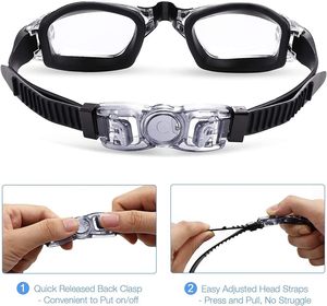 <span class=keywords><strong>Occhialini</strong></span> da nuoto professionali neri <span class=keywords><strong>con</strong></span> Casse Anti nebbia in Silicone di alta qualità per adulti - Product Image 4