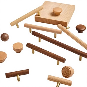 Ensemble de poignées de meubles en bois, formes rondes, design minimaliste, faites à la main, légères, décoration d'armoires de cuisine, durables, pour usage intérieur - Product Image 5