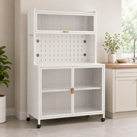 Lemari Dapur Logam Modern Berdiri Sendiri, Kabinet Pantry DIY dengan Pintu Pegboard PC, Bufet Samping Mobile, Lemari Penyimpanan Besar