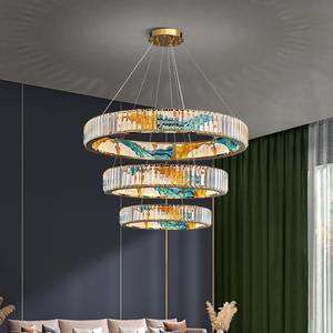 Émail Nouveaux lustres en cristal hôtel salon hôtel anneau de luxe suspensions pour cuisine - Product Image 4