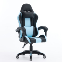 Chaise de jeu inclinable réglable en hauteur, en cuir PVC bleu clair, pour adultes