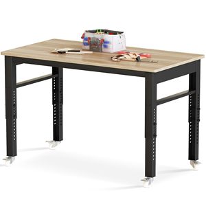 Banc de travail réglable en hauteur, 47,2 pouces, banc de travail robuste, table de travail mobile avec roulettes verrouillables - Product Image 1