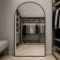 Miroir sur pied arqué pleine longueur sur mesure pour usine, 100x200cm, miroir HD 4mm, vente en gros pour hôtels et villas