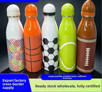 Fußball-Thema 500ml 304 Edelstahl Isolierte Auslaufsichere Vakuum-Trinkflasche Sport-Wasserflasche Fußball-Fan Geschenk
