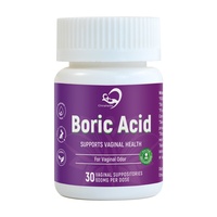 Cápsulas de Ácido Bórico de Marca Privada Chinaherbs, Supositorios Vaginales para el Cuidado Íntimo, 30 Piezas por Botella, Blancas, Libres de Estrógenos