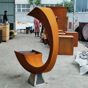 Fuente de Cascada con Escultura de Acero Corten para Jardín - Product Image 2