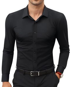 <span class=keywords><strong>Camicia</strong></span> Elasticizzata in Quattro Direzioni Senza Stiratura per <span class=keywords><strong>Uomo</strong></span>, Abbigliamento Business Casual a Maniche Lunghe - Product Image 6