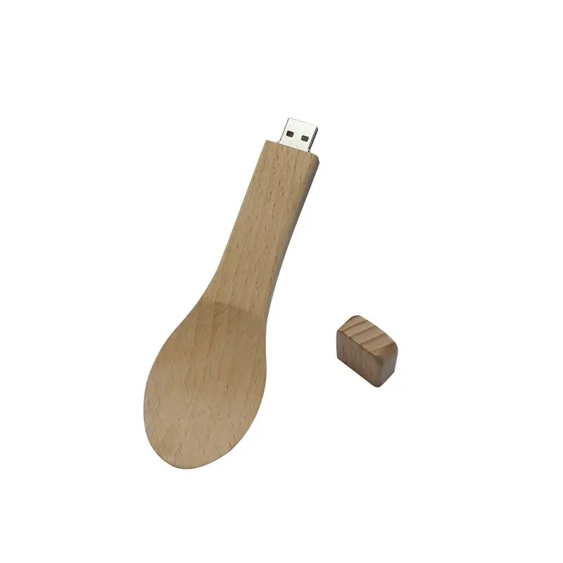 Bâtons USB en bois en forme de cuillère promotionnelle 2.0 3.0 Clé USB 8 Go 16 Go 32 Go 64 Go 128 Go Clé USB pour cadeau