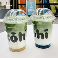 Gobelets en plastique PET personnalisés avec logo, de qualité alimentaire, pour boissons glacées, matcha, café, avec couvercles en dôme, vente en gros