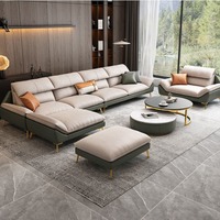 Luxuriöses Echtleder Chesterfield L-förmiges Dreisitzer-Sofa Verstellbar Modern Minimalistisch Wohnzimmer-Sofa