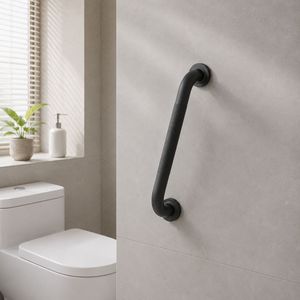 Barre de sécurité antidérapante en acier inoxydable noir avec poignée moletée pour la salle de bain, pour l'aide aux personnes âgées - Product Image 1