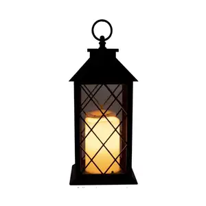 Flame Effect Solar Lantern Lamps Outdoor Waterproof Decorative Retro Metal Solar Light