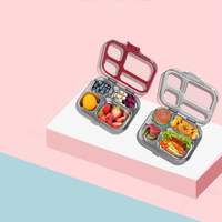 Boîte à lunch Bento étanche à 4 compartiments sans BPA pour les enfants, les écoliers et les femmes.