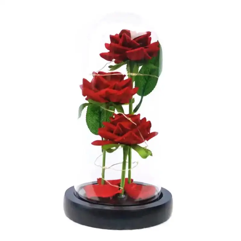 Valentinstag Geschenk für Freundin Ewige Rose LED Licht folie Blume In Glas abdeckung Muttertag Hochzeit begünstigt Brautjungfer Geschenk