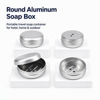 Support à savon rond en aluminium en stock, avec couvercle à vis et drain, étanche, antirouille, portable, pour hôtel, OEM/ODM
