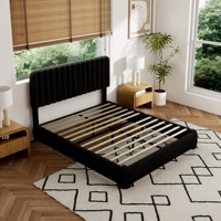 Gestepptes Kopfteil für Doppelbett, Braun, Tief Gestepptes Queen-Bettgestell für Schlafzimmermöbel, Perfekt für Moderne Hauptschlafzimmer-Einrichtungen
